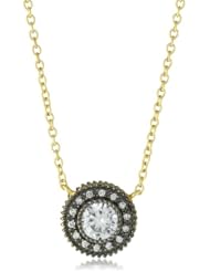 Freida Rothman Belargo Jewelry "Classics" Collection Black and Gold Solitaire Drop Necklace