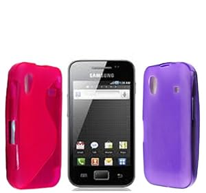 A PACK OF RED + PURPLE COLOUR GEL PROTECTION CASE COVER FOR SAMSUNG GALAXY ACE S5830