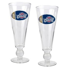 Cleveland Cavaliers NBA 2pc Pilsner Glass Set with Basketball on stem - Oval Logo by
