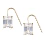 18k Gold Overlay Sterling Silver Rectangular Ascher-Cut Cubic Zirconia Drop Earrings