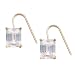 18k Gold Overlay Sterling Silver Rectangular Ascher-Cut Cubic Zirconia Drop Earrings