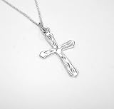 055. Flared Sterling Silver Engraved Cross Pendant