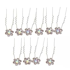 10X Haarnadel Versilbert Bl�te Haarspange Strass Fein