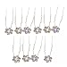 10X Haarnadel Versilbert Blüte Haarspange Strass Fein
