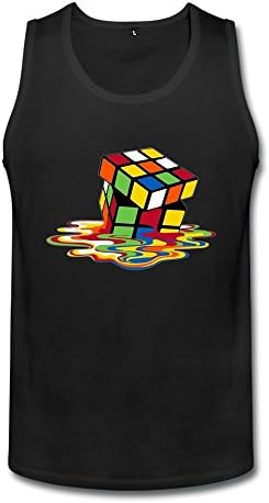 YILAI Men's Melting Rubik's Cube Tank Top Black M