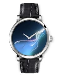 SPRAWL Aanalog Fashion Series Silver Ladies Watches of Genuine Black Leather Strap,Unique Wrist Watch for Women Girls Designed with Glossy white lines blue background