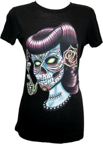 Junior's Poison by Tyler Bredeweg Zombie Sugar Skull T-Shirt Black