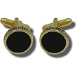 Geoffrey Beene Polished Gold Black Epoxy Cufflinks with Chain link design Trim Geoffrey Beene Polished Gold Black Epoxy Cufflinks with Chain link design Trim