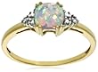 10k Yellow Gold, October Birthstone, Created Opal and Diamond Ring