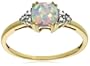 10k Yellow Gold, October Birthstone, Created Opal and Diamond Ring, Size 6
