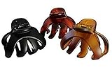 Set of Three Octopus Hair Claw Clip Butterfly Bull Dog Design Plastic
