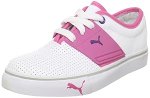 PUMA El Ace JR Sneaker (Little Kid/Big Kid),White/Shocking Pink/Team Violet,4 M US Big Kid