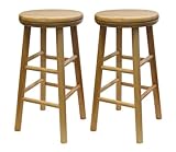 Winsome Wood 24-Inch Swivel Seat Barstool with Natural Finish, Set of 2