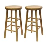 Winsome Wood 24-Inch Swivel Seat Barstool with Natural Finish, Set of 2 (Kitchen)