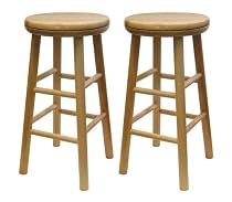 Winsome Wood 24-Inch Swivel Seat Barstool with Natural Finish, Set of 2