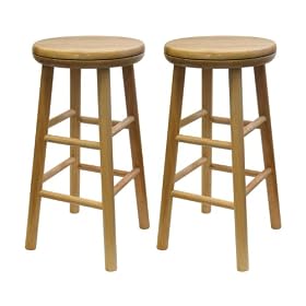 Click here to buy Winsome Wood 24-Inch Swivel Seat Barstool with Natural Finish, Set of 2 by Winsome Wood.