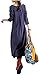 Eleganlife Women's Long Sleeve Retro Cotton Linen Irregular Long Maxi Dress