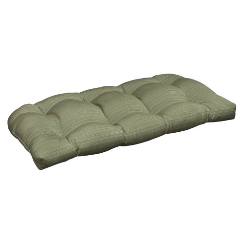 Pillow Perfect Outdoor Green Textured Solid Sunbrella Wicker Loveseat Cushion