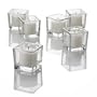 Set of 144 Square Votive Holders & 144 Votive Candles, White Unscented
