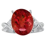 Huge 3ct Ruby and Diamond Ringin 14k White Gold. (3 1/4ct tgw)