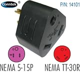 Conntek 14101 RV Adapter 15 Amp Male Plug To 30 Amp RV Female Connector