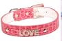 Designer Dog Collar - Faux Crocodile Love Collar - Pink - Small