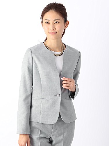 (ザ・スーツカンパニー) destyle/マイクロドビー ノーカラージャケット ライトグレー