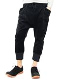ベロア サルエルパンツ 変形　チェックパンツ (Ｌ, ブラック)