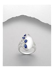 Blue CZ Ring In 92.5 Sterling Silver