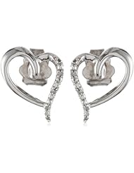 10k White Gold Diamond Accent Heart Earrings (I-J Color, I2-I3 Clarity)