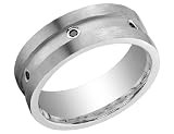 Benchmark Mens 8mm Comfort Fit Black Diamond Wedding Band 1/8 Ct (ctw) in Sterling Silver (Lifetime Guarantee)