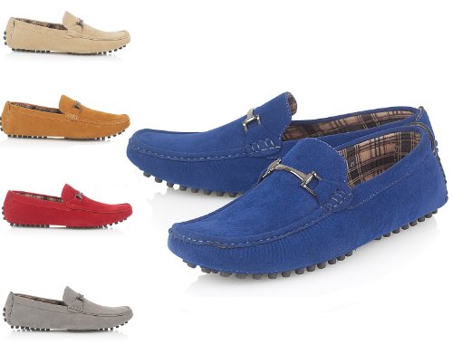 NEW MEN'S FAUX SUEDE CASUAL LOAFERS MOCCASINS SLIP-ON SHOES IN UK SIZES 6-11[Red,UK 10/ EURO 44]