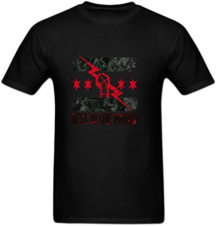 Sinony CM Punk Action Figure Logo Hipster Hip Hop Style O-Neck T-Shirt For Men L Black