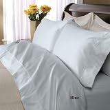 Devonshire 600 Thread Count Egyptian Cotton Bed Sheet Set Queen (Blue).