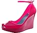 CAPE ROBBIN Women's Light Pink Jelly Wedge Sandal with peep Toe and Ankle Strap