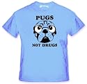 Pugs Not Drugs Mens T-Shirt (Light Blue)