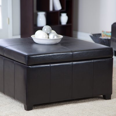 Cape Town Large Leather Storage Ottoman Brown - BSHD019