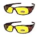 2 Pair Polarized Fit Over Lens Cover Rectangular Night Driving Sunglasses -Brown/Brown