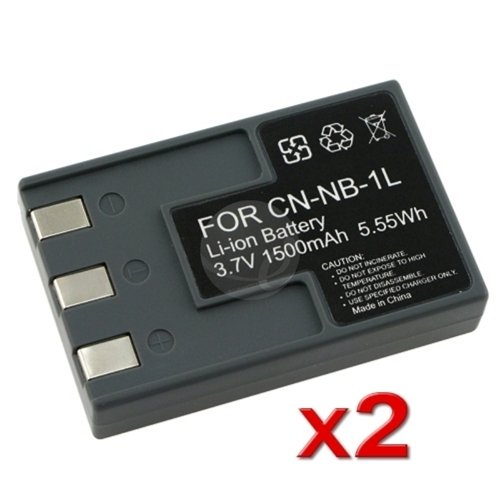 2 PACK For CANON NB-1LH NB-1L BATTERY CANNON S500 S410