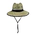 Mens UPF 50 Wide Brim Natural Straw Lifeguard Outback Sun Hat