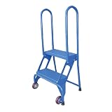 Buy Vestil FLAD-4 Folding 4 Steps Ladder with Wheels, Carbon Steel, 350 lbs Capacity,... by Vestil