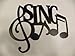 Sing Word and Musical Notes Metal Wall Art Decor