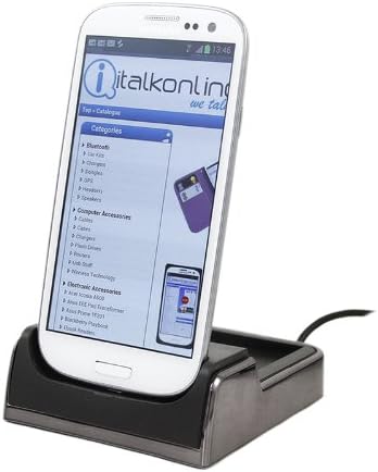 iTALKonline PowerTop DUAL Sync & Charge Device and Battery BLACK Docking Desktop Stand (USB) for Samsung i9300 Galaxy S3 III