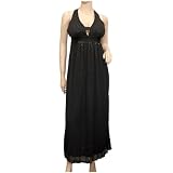 Plus Size Low Cut V-Neck Maxi Cocktail Halter Dress Black