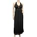 Plus Size Low Cut V-Neck Maxi Cocktail Halter Dress Black - 1X