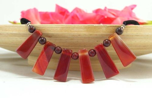 Click here to buy Blood Red Fan Jade on a Black Velvet Rope Choker Necklace Pendant Size: 1X 3.5 Necklace length 16.5.