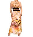 Blue Banana Pink and Lemon Abstract Print Maxi Dress