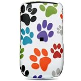 Hard Snap on Plastic Rubberized WHITE With MULTIDOG PAWS Design Sleeve Prot ....