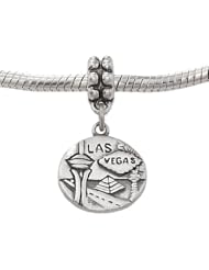 Sterling Silver Las Vegas The Silver City Dangle Bead Charm