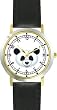 Giant Panda Bear Head (Black Nose) - Bear - JP Animal - WATCHBUDDY&reg; DELUXE TWO-TONE THEME WATCH - Arabic Numbers - Black Leather Strap-Size-Women's Size-Small